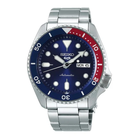 Reloj Seiko 5 Sports Plateado, Azul y Rojo Automático Hombre SRPD53K1