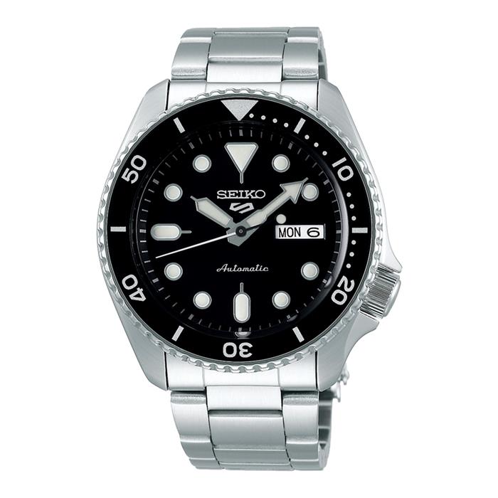 Reloj Seiko 5 Sports Plateado y Negro Automático Hombre SRPD55K1