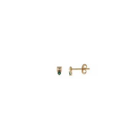 Pendientes Salvatore Legacy Tachuela Plata Baño Oro y Circonita Verde Esmeralda 213A0469