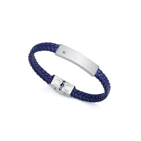 Pulsera Viceroy Fashion Magnum Acero Inoxidable, Piel trenzada azul y Diamante 6484P01013