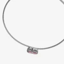 Pulsera Rígida Victoria Cruz Plata Baño Rodio y Cristal Rectangular Rosa A4706-05HP