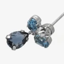 Pendientes Victoria Cruz Flor Plata Baño Oro y Cristales Azules A4690-18HT