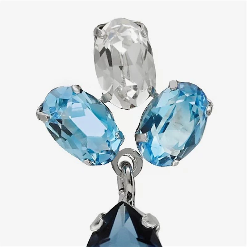 Pendientes Victoria Cruz Flor Plata Baño Oro y Cristales Azules A4690-18HT
