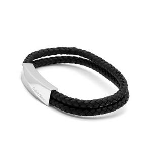 Pulsera Calvin Klein Cuero Trenzado Negro y Acero Inoxidable 35000097 2