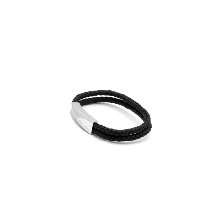 Pulsera Calvin Klein Cuero Trenzado Negro y Acero Inoxidable 35000097