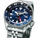 Reloj Seiko 5 Sports Style GMT Plateado y Azul Analógico Hombre Automático SSK003K1