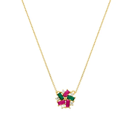 Gargantilla Luxenter Wewi Plata Baño Oro y Circonitas Multicolor NH453Y2000