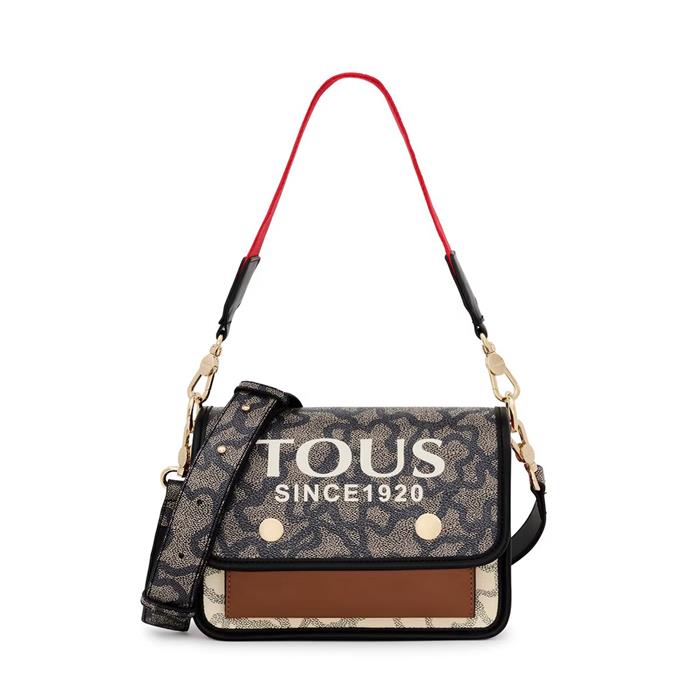 Bolso bandolera Audree TOUS Kaos Icon Negra y Beige Pequeña 295902407