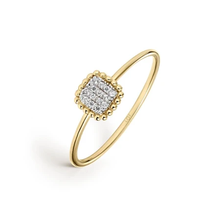 Anillo Litta Fiore Mujer Cuadrado Oro Amarillo y Circonitas Transparentes LRN-201-011