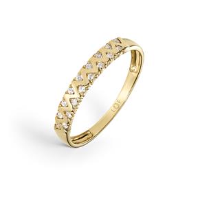 Anillo Litta Fiore Mujer Ondulado Oro Amarillo y Circonitas LRN-201-029