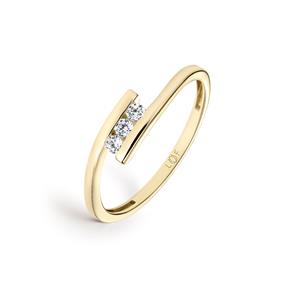 Anillo Litta Fiore Mujer Abierto Oro Amarillo y 3 Circonitas LRN-201-030