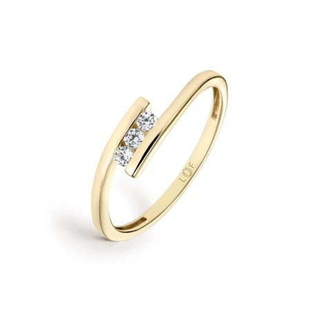 Anillo Litta Fiore Mujer Abierto Oro Amarillo y 3 Circonitas LRN-201-030