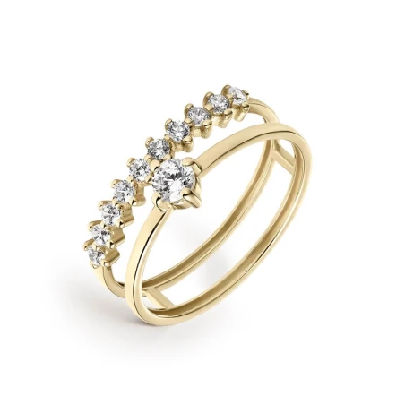 Anillo Litta Fiore Doble Aro Oro Amarillo y Circonitas Blancas LRN-201-036