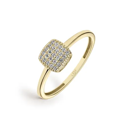 Anillo Litta Fiore Mujer Cuadrado Oro Amarillo y Circonitas Transparentes LRN-201-818