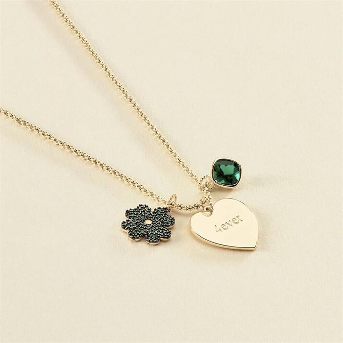 Colgante Agatha Paris Trébol Baño Oro y Circonitas Verdes 02880033-658-TU