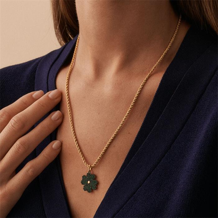 Colgante Agatha Paris Trébol Baño Oro y Circonitas Verdes 02880033-658-TU