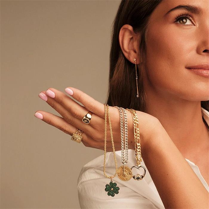 Colgante Agatha Paris Trébol Baño Oro y Circonitas Verdes 02880033-658-TU