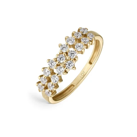 Anillo Litta Fiore Oro Amarillo Doble hilera Circonitas LRN-201-002