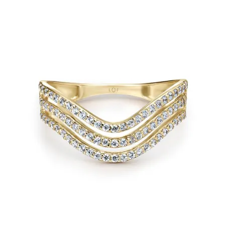 Anillo Litta Fiore Ondulado Oro Amarillo y Circonitas Blancas LRN-201-019