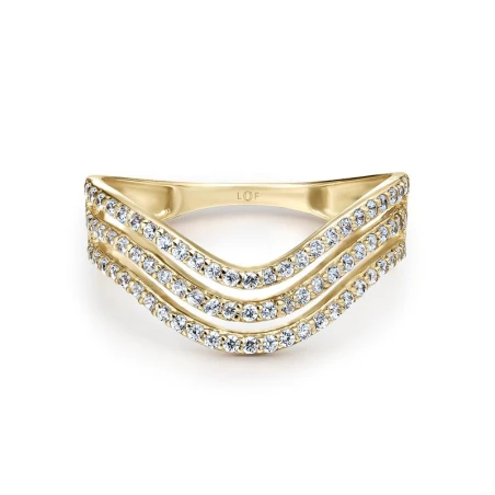 Anillo Litta Fiore Ondulado Oro Amarillo y Circonitas Blancas LRN-201-019