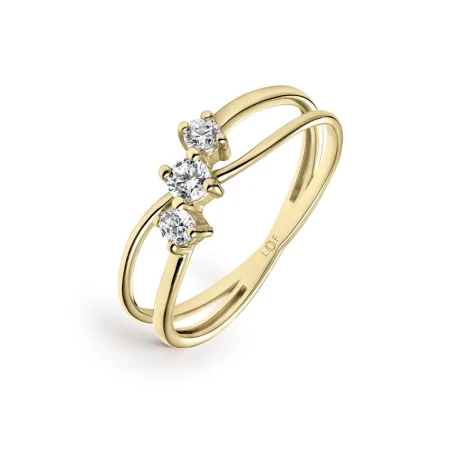 Anillo Litta Fiore Doble Aro Entrelazado Oro Amarillo y 3 Circonitas LRN-201-033