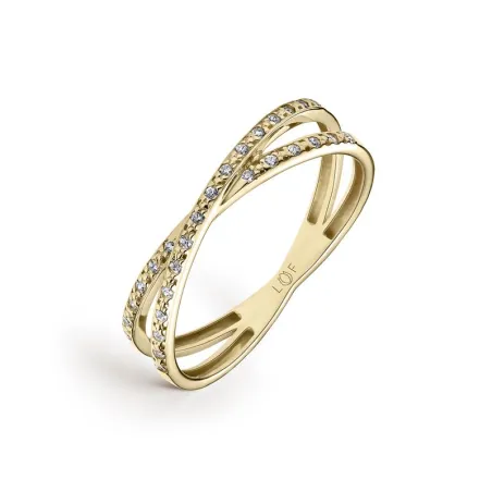 Anillo Litta Fiore Doble Aro Entrelazado Oro Amarillo y Circonitas LRN-201-034