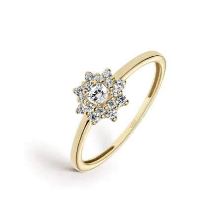 Anillo Litta Fiore Rosetón Oro Amarillo y Circonitas LRN-201-812