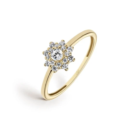 Anillo Litta Fiore Rosetón Oro Amarillo y Circonitas LRN-201-812