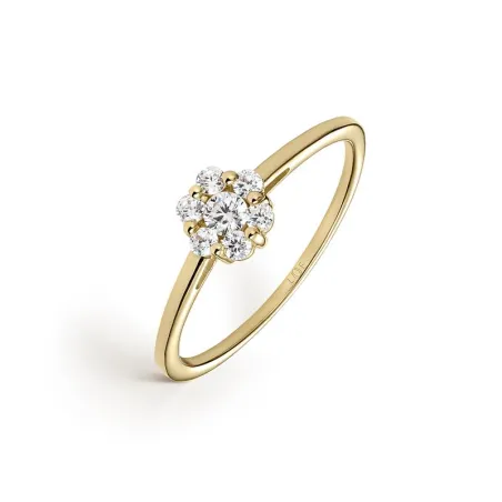 Anillo Litta Fiore Flor Oro Amarillo y Circonitas LRN-201-815