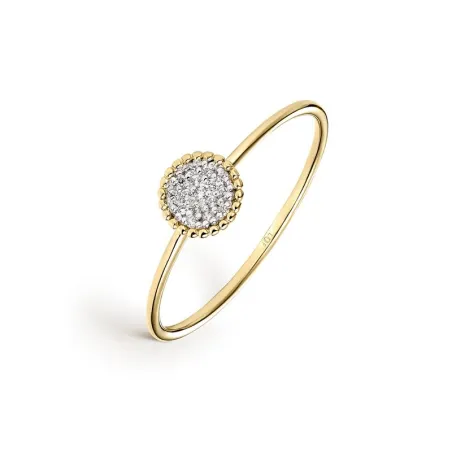 Anillo Litta Fiore Círculo Bolitas Oro Amarillo y Circonitas LRN-201-816