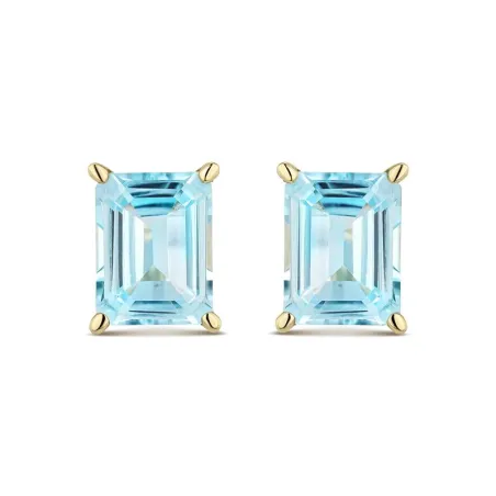 Pendientes Litta Fiore Rectángulo Oro Amarillo y Topacios Azules LEA-215-805-UU