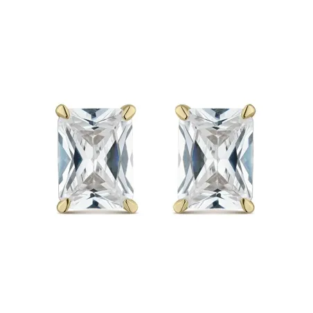 Pendientes Litta Fiore Rectángulo Oro Amarillo y Topacios Blancos LEA-222-003-UU