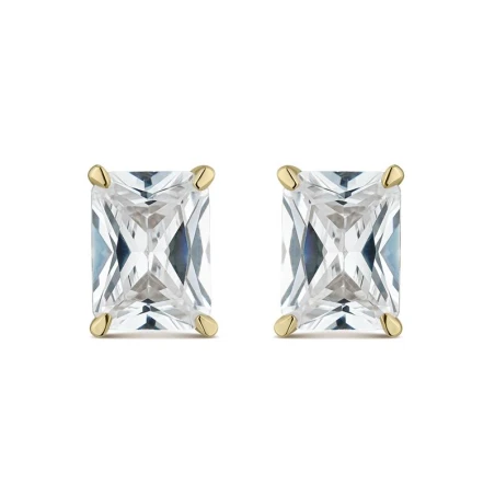 Pendientes Litta Fiore Rectángulo Oro Amarillo y Topacios Blancos LEA-222-003-UU