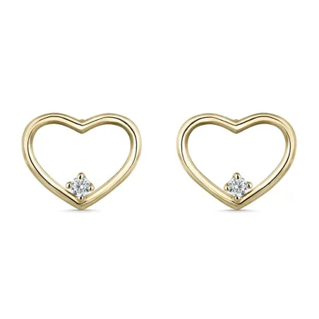 Pendientes Litta Fiore Corazones Calados Oro Amarillo y Circonitas LEA-201-822-UU