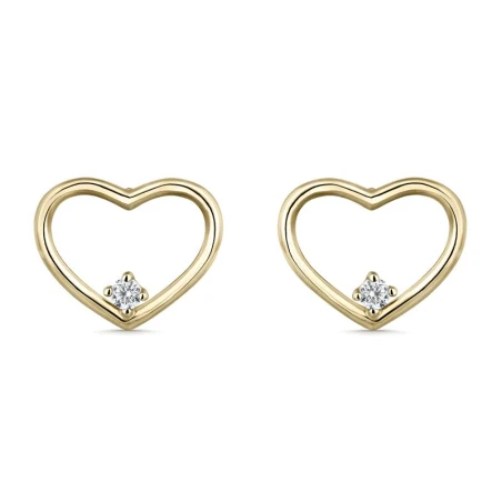 Pendientes Litta Fiore Corazones Calados Oro Amarillo y Circonitas LEA-201-822-UU