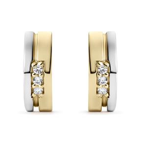 Pendientes Litta Fiore Oro Bicolor y 3 Circonitas LEA-401-013-UU