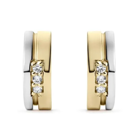 Pendientes Litta Fiore Oro Bicolor y 3 Circonitas LEA-401-013-UU