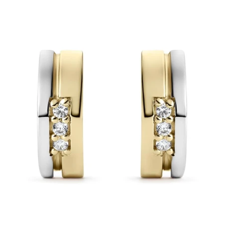 Pendientes Litta Fiore Oro Bicolor y 3 Circonitas LEA-401-013-UU