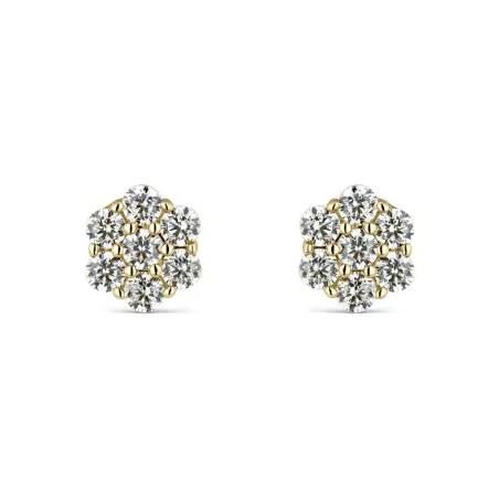Pendientes Litta Fiore Flor Oro Amarillo y Circonitas LEA-201-008-UU