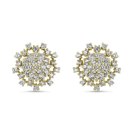 Pendientes Litta Fiore Rosetón Oro Amarillo y Circonitas LEA-201-813-UU