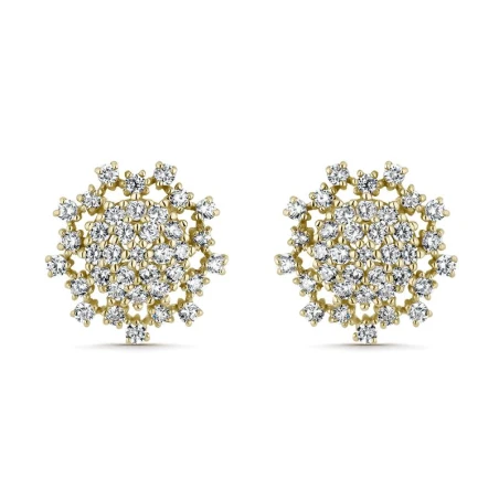 Pendientes Litta Fiore Rosetón Oro Amarillo y Circonitas LEA-201-813-UU