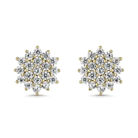Pendientes Litta Fiore Rosetón Oro Amarillo y Circonitas LEA-201-814-UU
