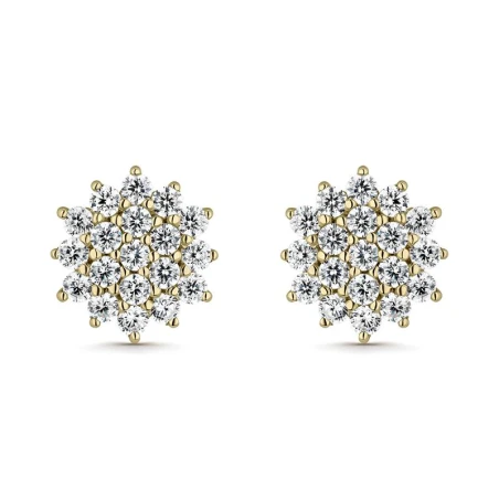 Pendientes Litta Fiore Rosetón Oro Amarillo y Circonitas LEA-201-814-UU