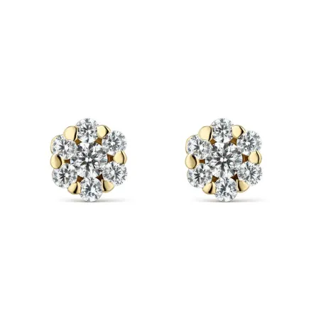 Pendientes Litta Fiore Flor Oro Amarillo y Circonitas LEA-201-815-UU