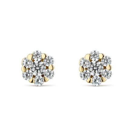 Pendientes Litta Fiore Flor Oro Amarillo y Circonitas LEA-201-815-UU