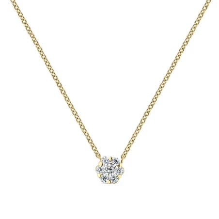 Gargantilla Litta Fiore Flor Oro Amarillo 18Kt y Circonitas LNL-201-815-UU