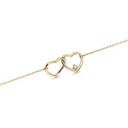 Pulsera Litta Fiore Doble Corazón Entrelazado Oro Amarillo 18Kt y Circonita LBR-201-822-UU