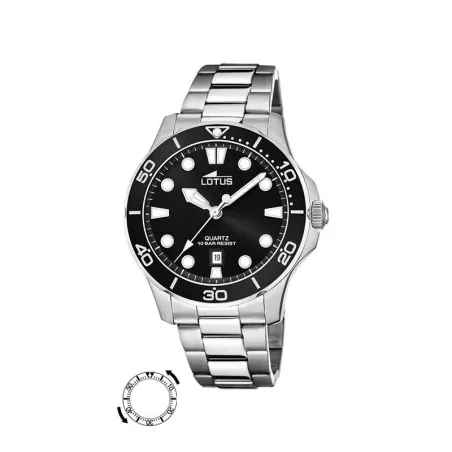 Reloj Lotus Excellent Hombre Plateado y Negro Analógico 18759/3