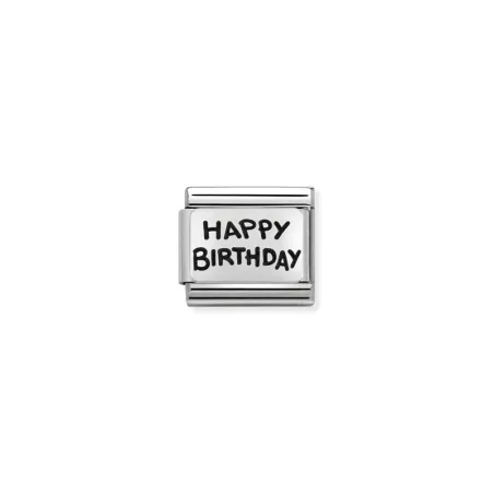 Composable Calssic PLACAS OXIDADAS acero y plata 925 (41_HAPPY BIRTHDAY)