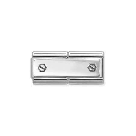 Composable DOUBLE Classic GRABADO acero y plata 925 CUSTOM Tornillos dobles hexagonales